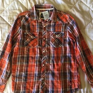 Buckle Boys Distressed Western Style Shirt size M